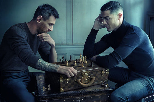 Cristiano Ronaldo And Messi Play Chess World Cup Poster Wall Art Print Home Wall Decor