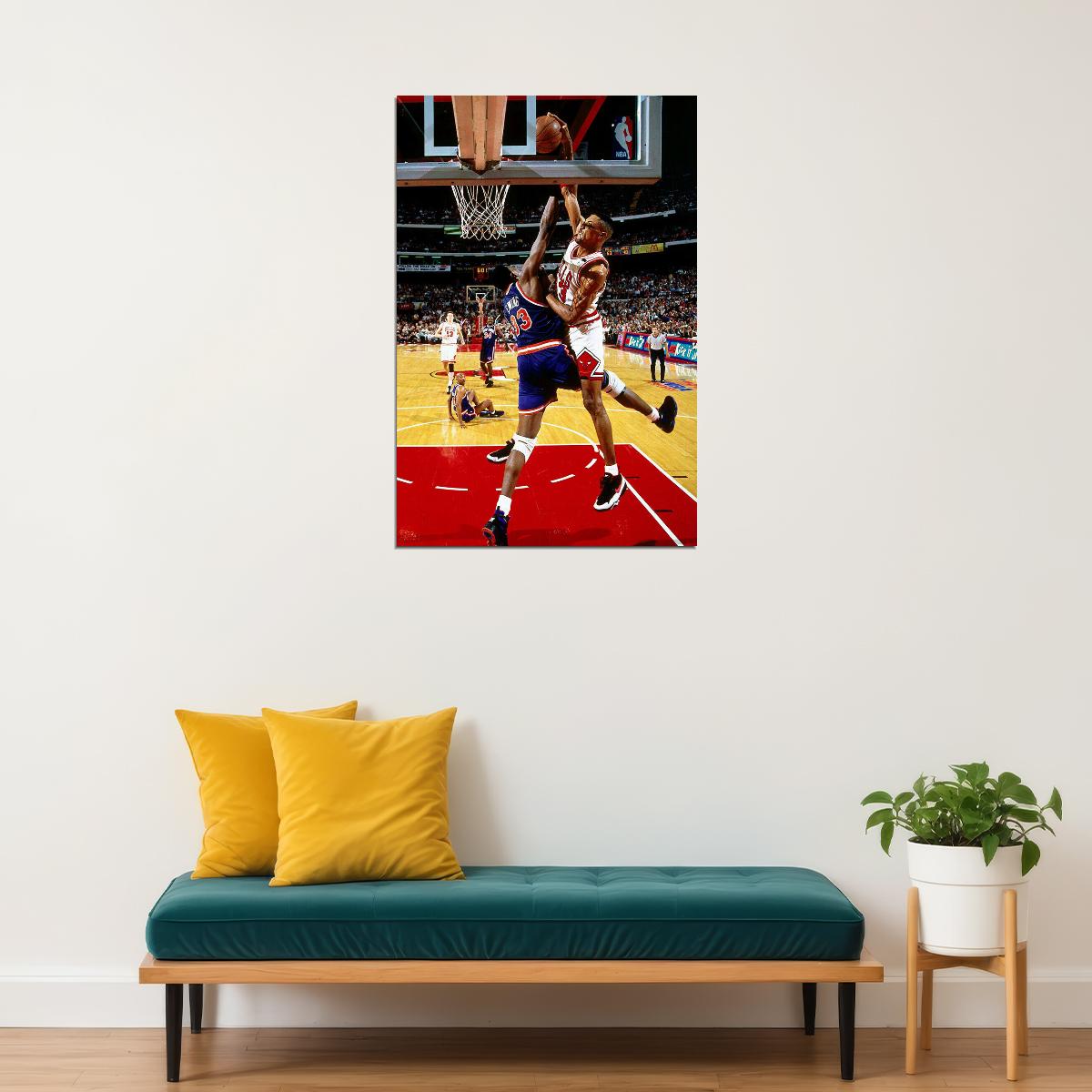 Dunk Block Star Scottie Pippen Basketball Poster Wall Art Print Home Wall Decor