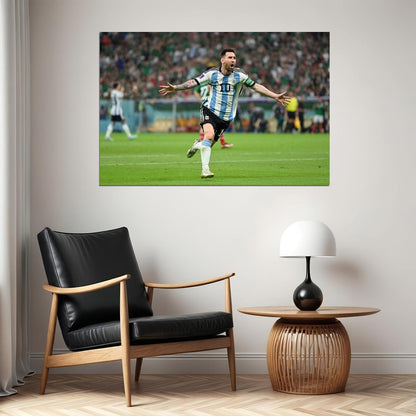 Goal Celebration Lionel Messi Argentina World Cup Fans Poster Wall Art Print Home Wall Decor