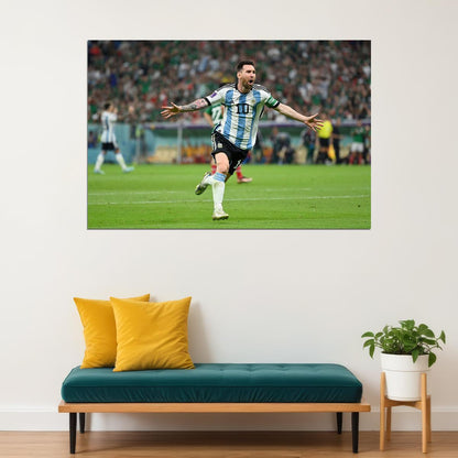 Goal Celebration Lionel Messi Argentina World Cup Fans Poster Wall Art Print Home Wall Decor