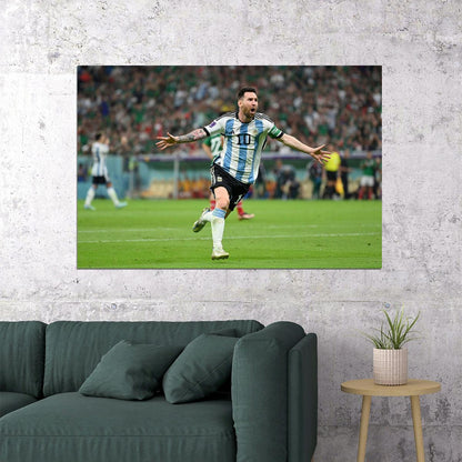 Goal Celebration Lionel Messi Argentina World Cup Fans Poster Wall Art Print Home Wall Decor