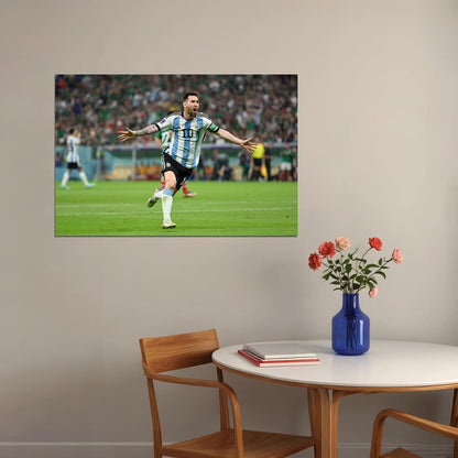 Goal Celebration Lionel Messi Argentina World Cup Fans Poster Wall Art Print Home Wall Decor