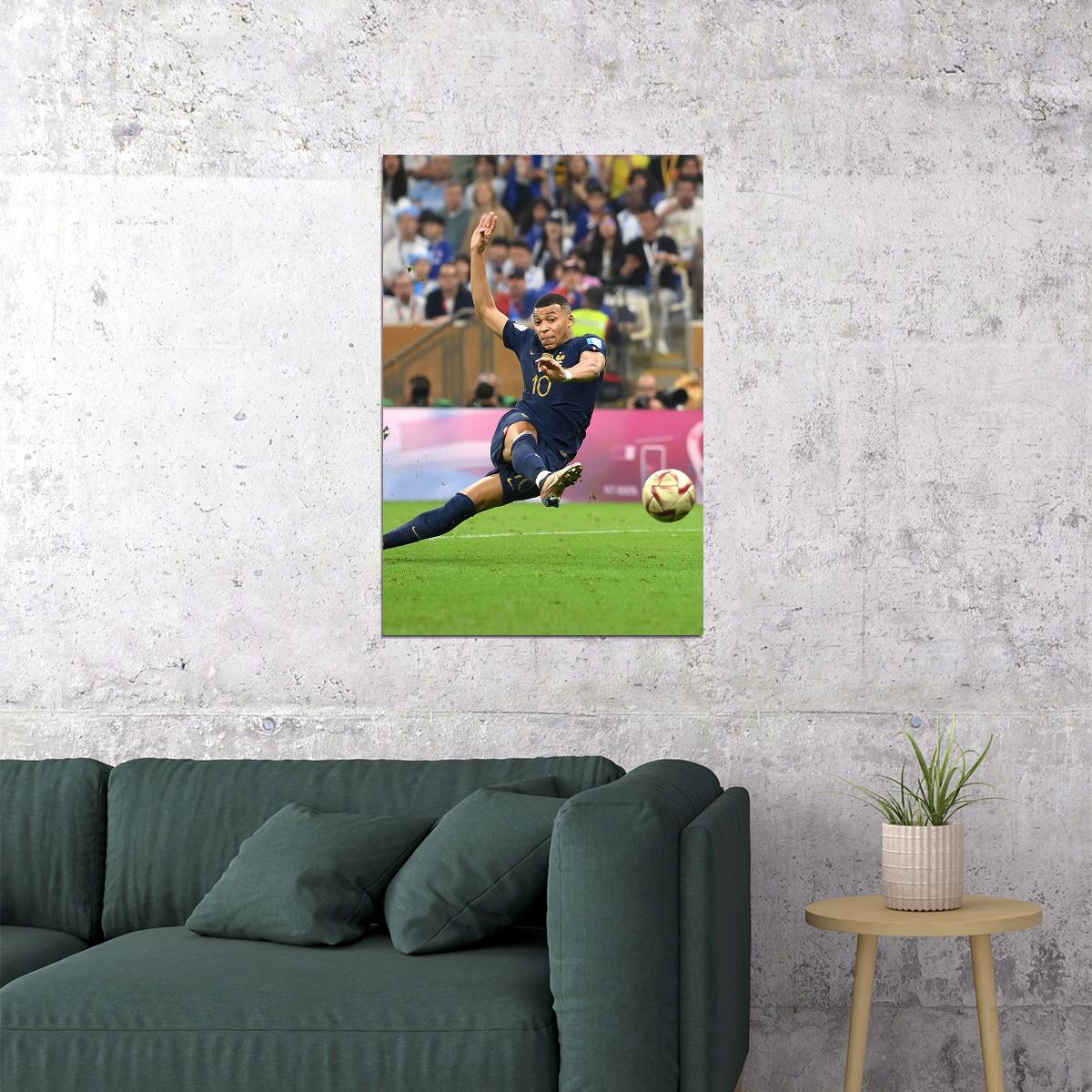 Mbappe Shooting On Goal Football Final France World Soccer Fans Poster Wall Art Print Home Wall Decor