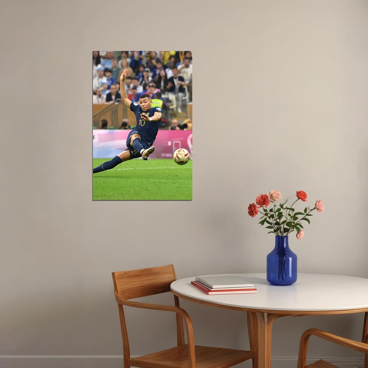 Mbappe Shooting On Goal Football Final France World Soccer Fans Poster Wall Art Print Home Wall Decor