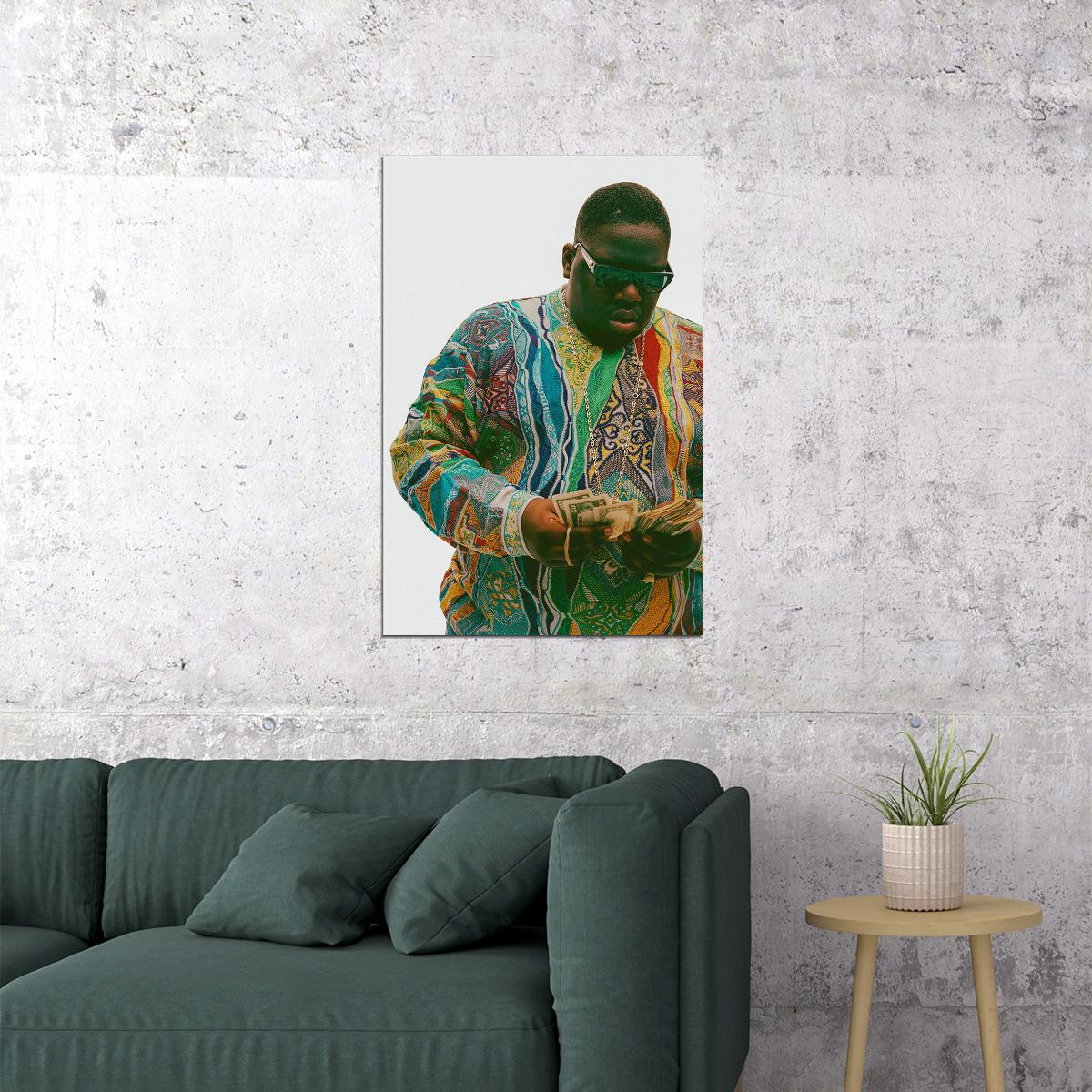 The Notorious Big Biggie Counting Money Poster Wall Art Print Home Wall Decor