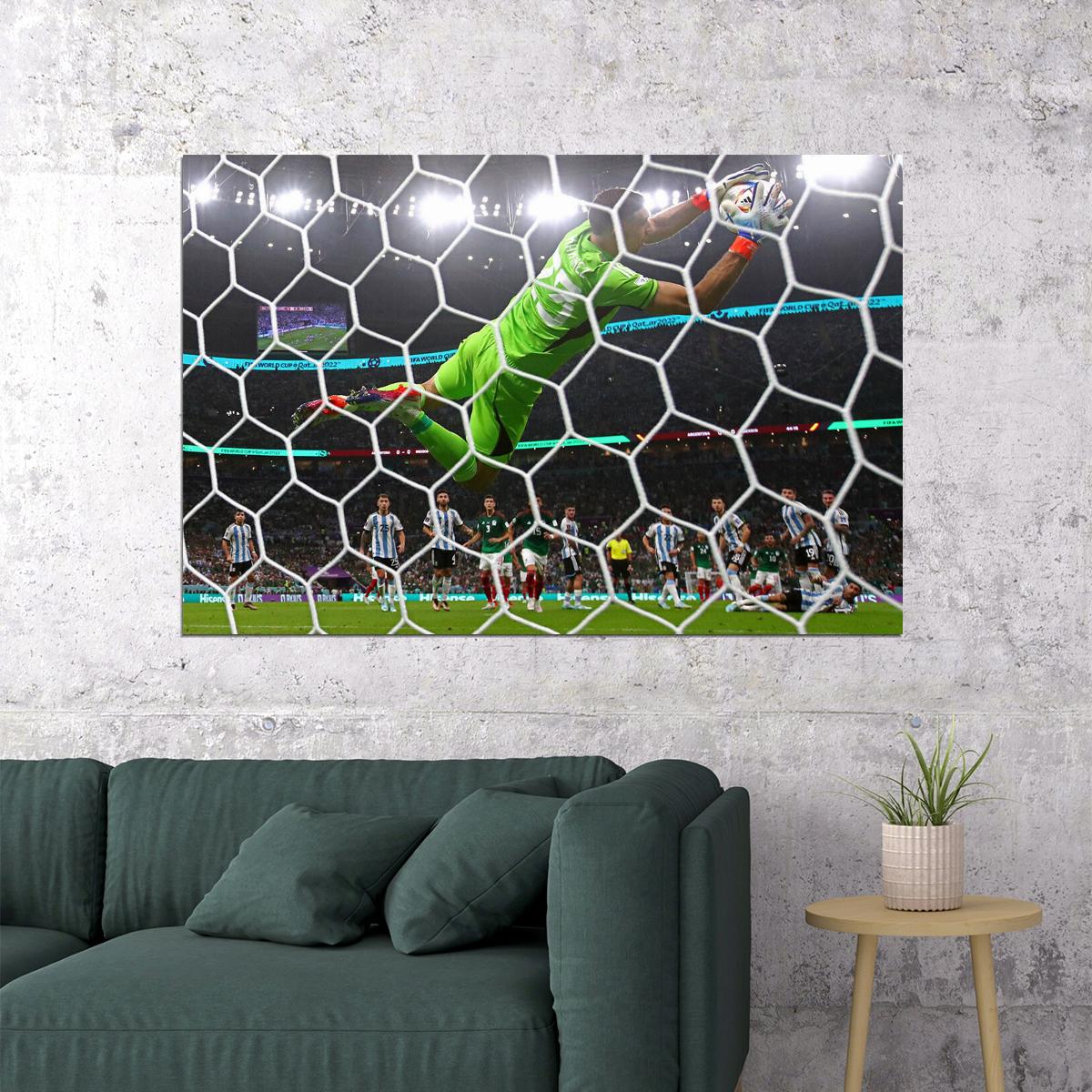 Emiliano Martinez Argentina Goalkeeper Parade Save Football Poster Wall Art Print Home Wall Decor