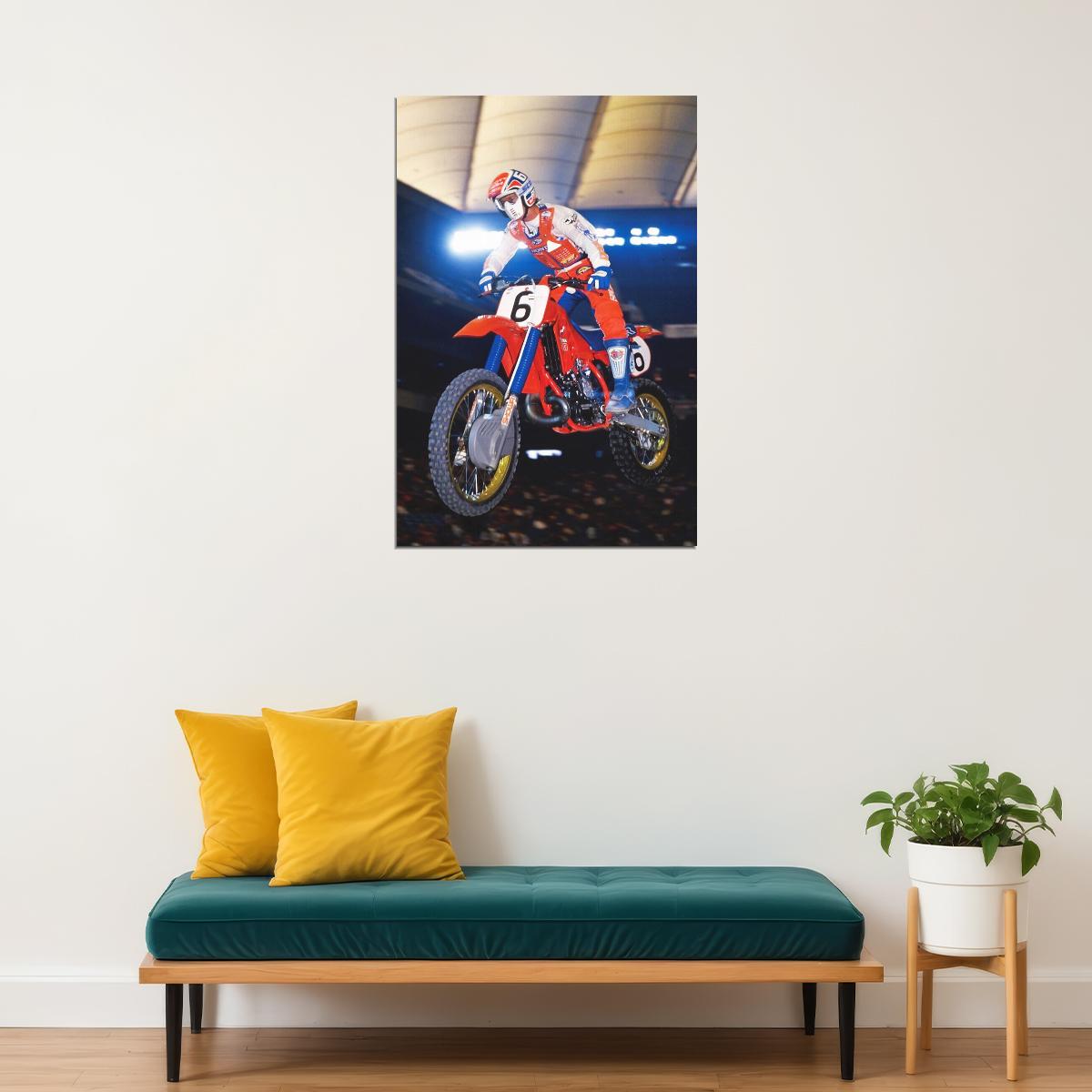 David Bailey Motorcycle Cross Country Racing Star Poster Wall Art Print Home Wall Decor