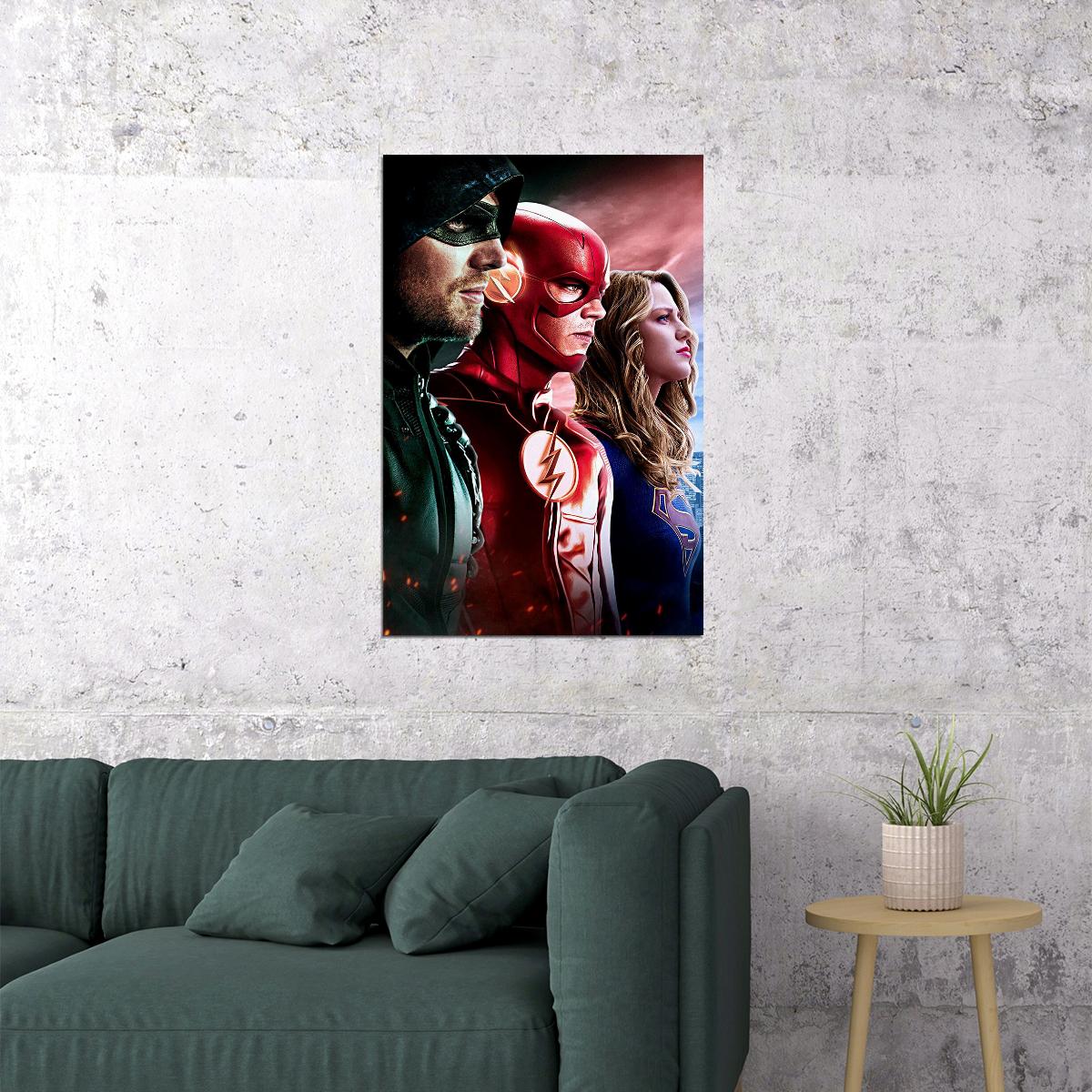 The Super Girl Flash Arrow Cw Dc Tv Series Usa Heroes Poster Wall Art Print Home Wall Decor