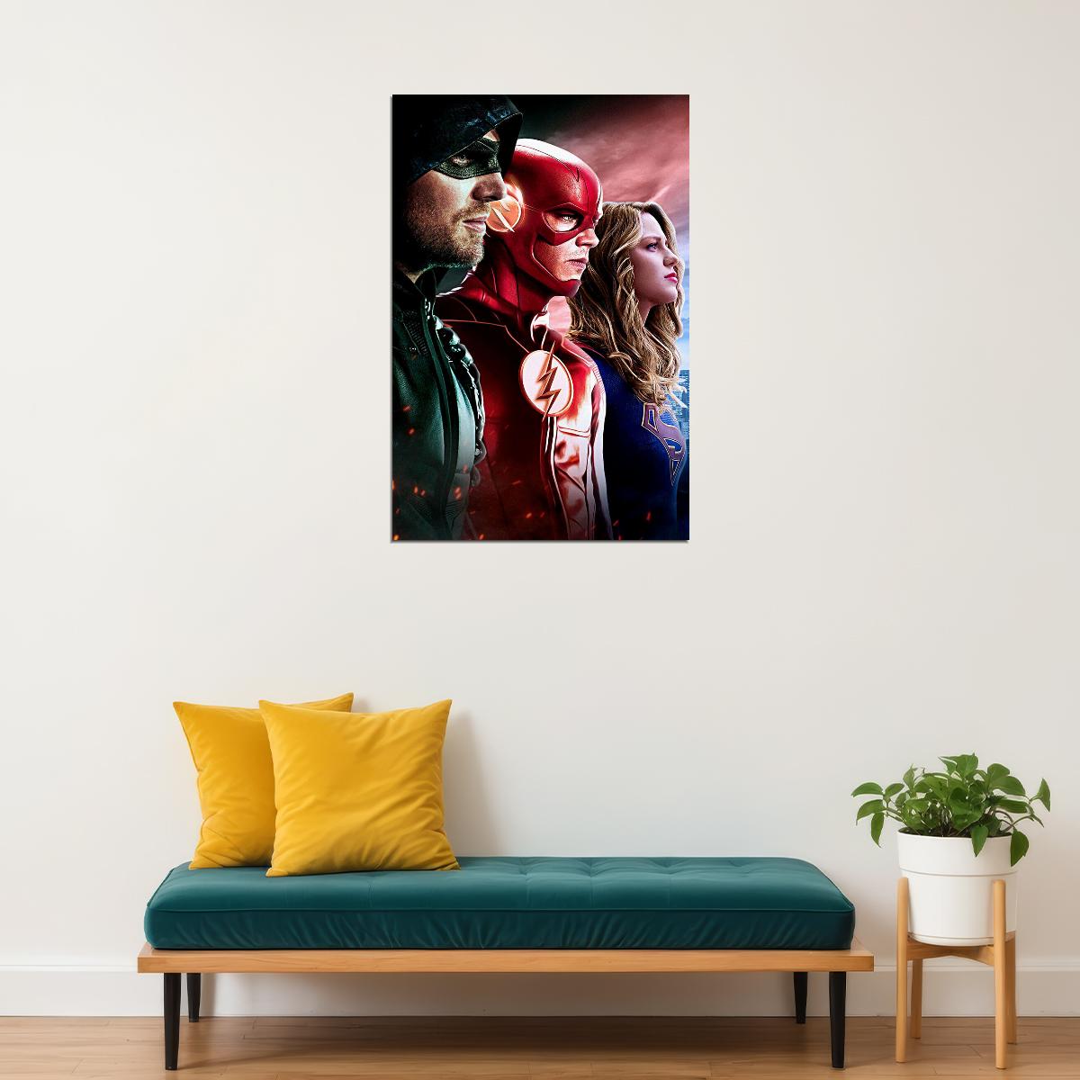 The Super Girl Flash Arrow Cw Dc Tv Series Usa Heroes Poster Wall Art Print Home Wall Decor