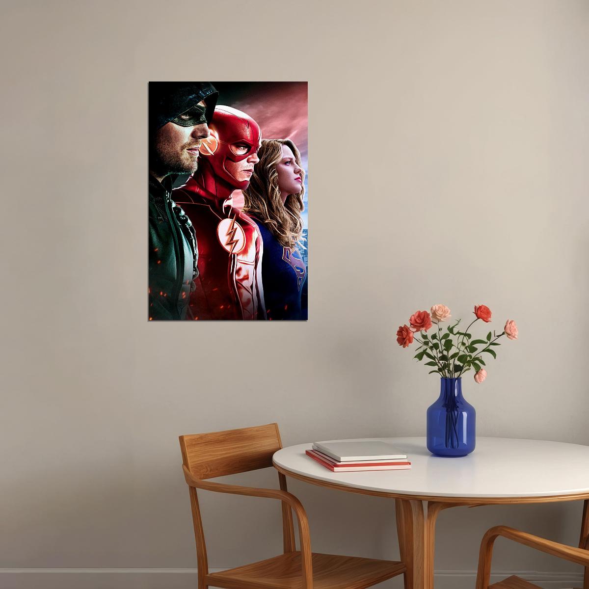 The Super Girl Flash Arrow Cw Dc Tv Series Usa Heroes Poster Wall Art Print Home Wall Decor