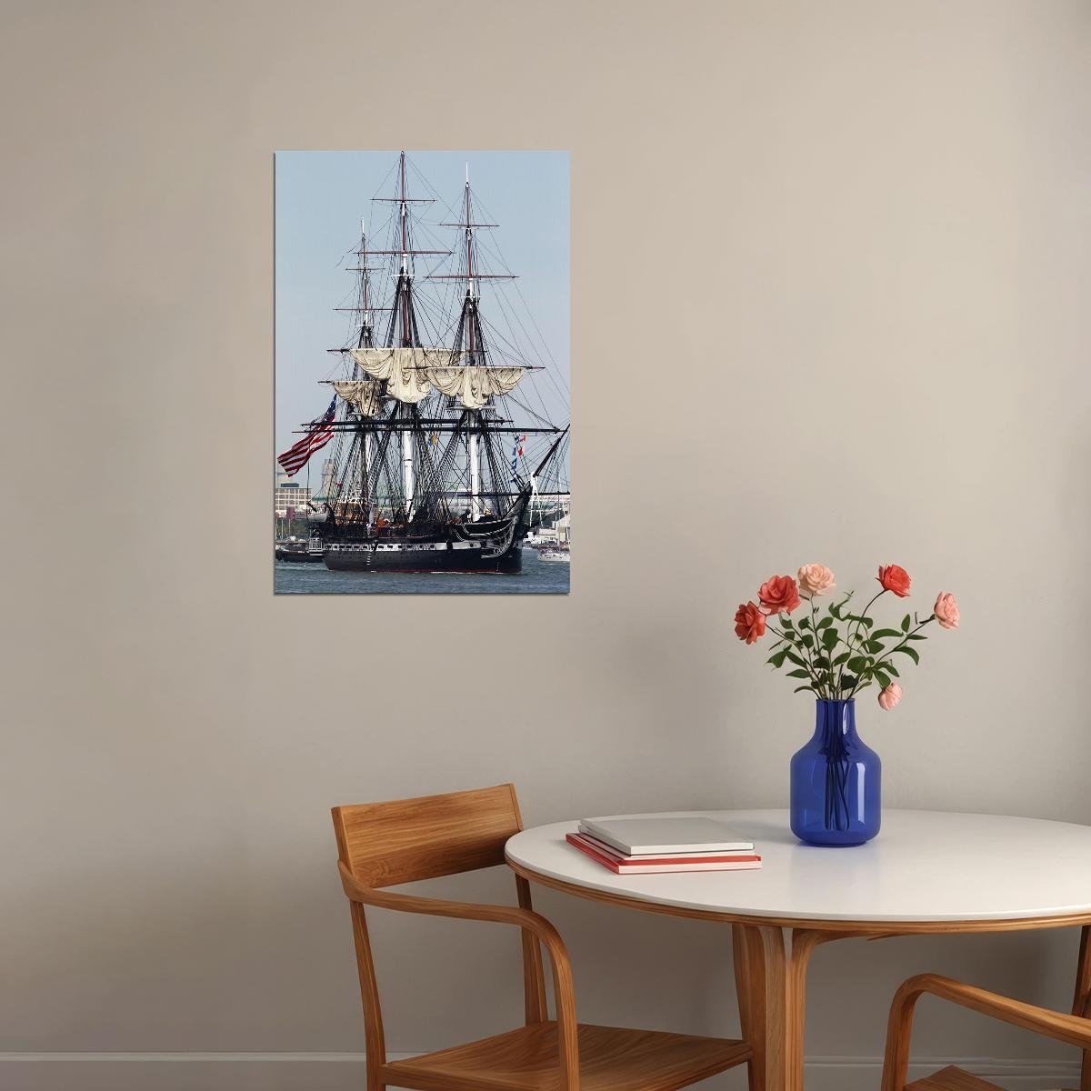 Uss Constitution In Harbor Frigate Poster Wall Art Print Home Wall Decor