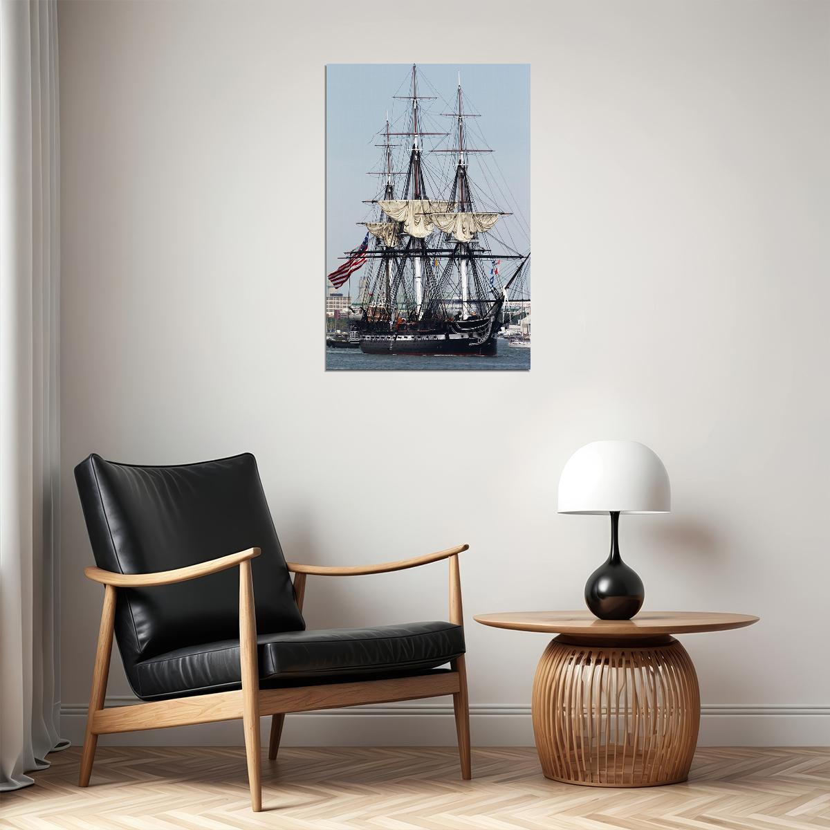 Uss Constitution In Harbor Frigate Poster Wall Art Print Home Wall Decor