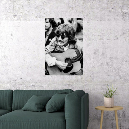 George Harrison Playing Guitar Poster Wall Art Print Home Wall Decor