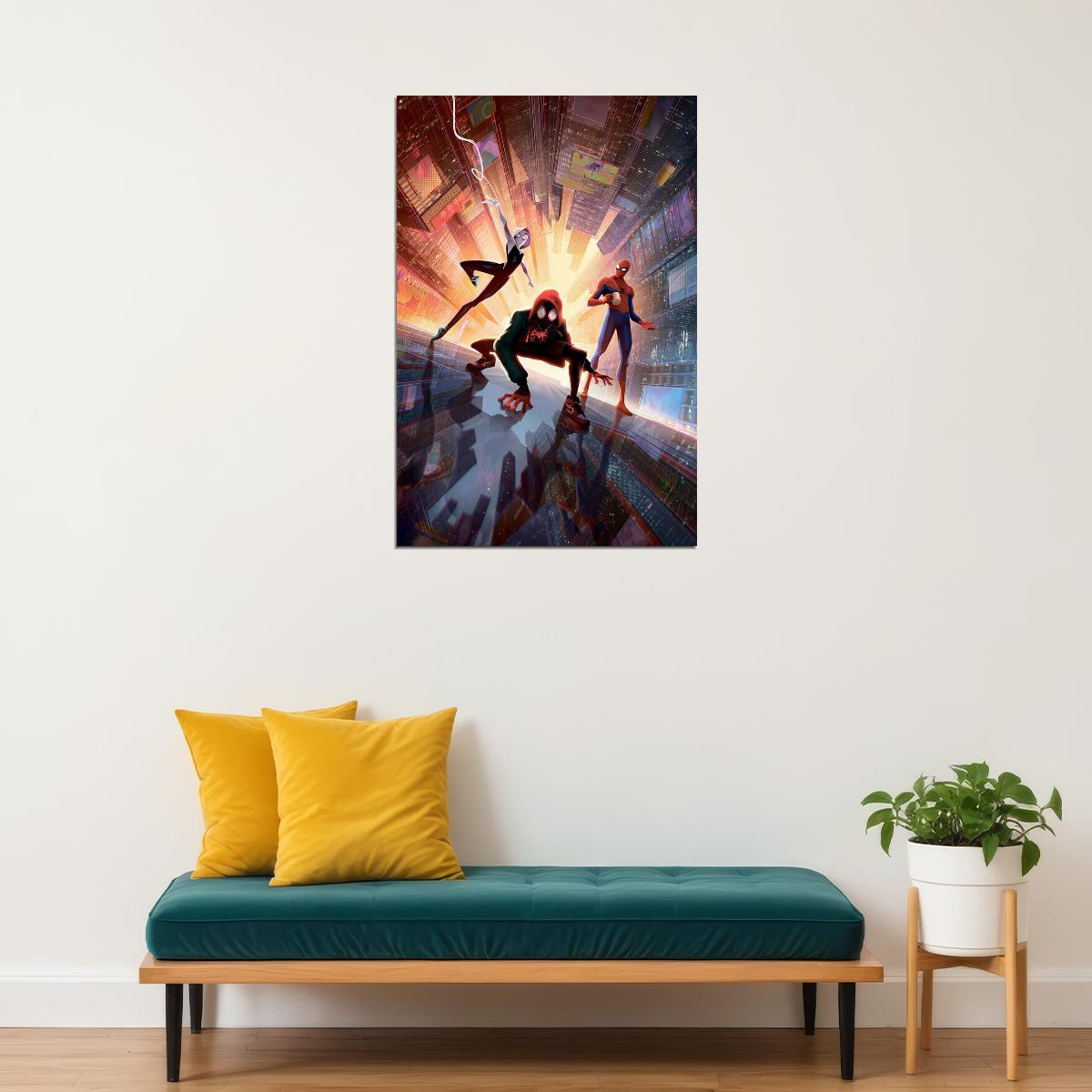 Miles Morales Spider-man Gwen Ham Spiderverse Poster Wall Art Print Home Wall Decor