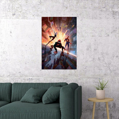 Miles Morales Spider-man Gwen Ham Spiderverse Poster Wall Art Print Home Wall Decor