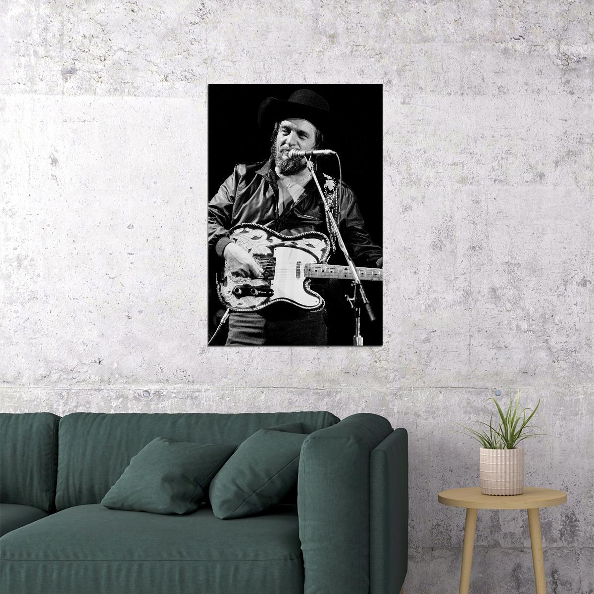 Country Singer Waylon Jennings Holding Microphone Music Poster Wall Art Print Home Wall Decor