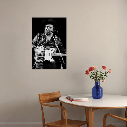 Country Singer Waylon Jennings Holding Microphone Music Poster Wall Art Print Home Wall Decor