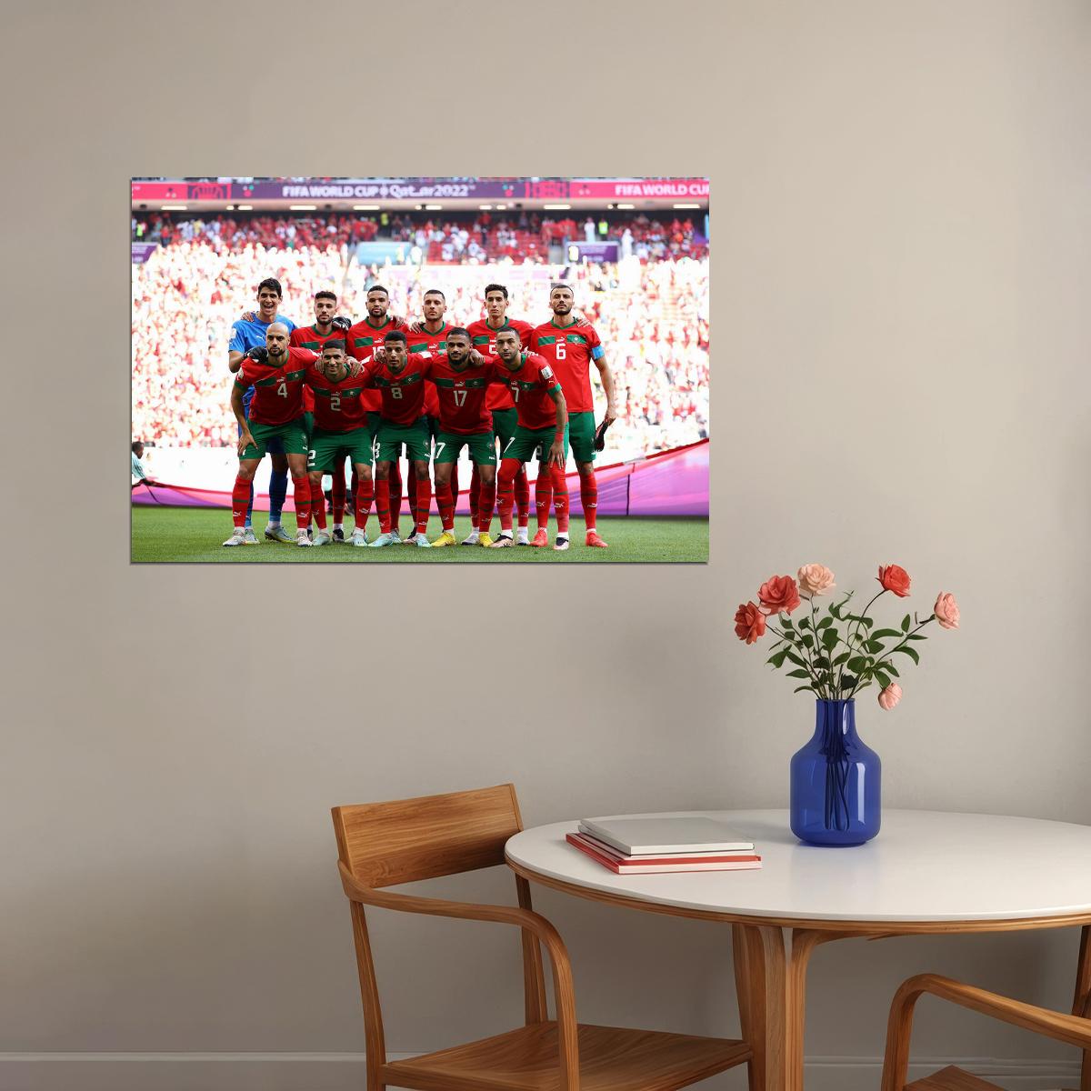 Morocco National Football Team World Soccer Fans 2022 Poster Wall Art Print Home Wall Decor