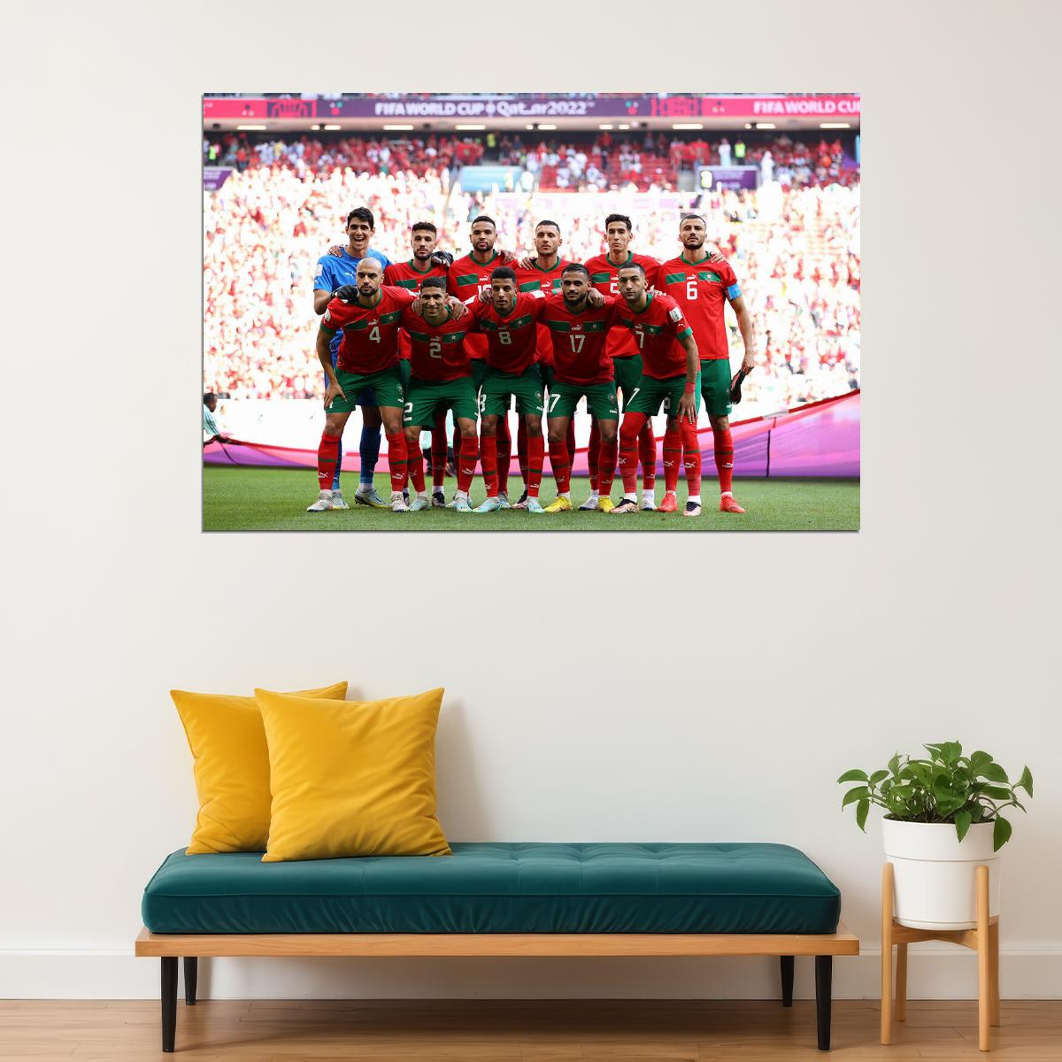 Morocco National Football Team World Soccer Fans 2022 Poster Wall Art Print Home Wall Decor