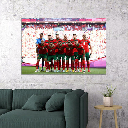 Morocco National Football Team World Soccer Fans 2022 Poster Wall Art Print Home Wall Decor