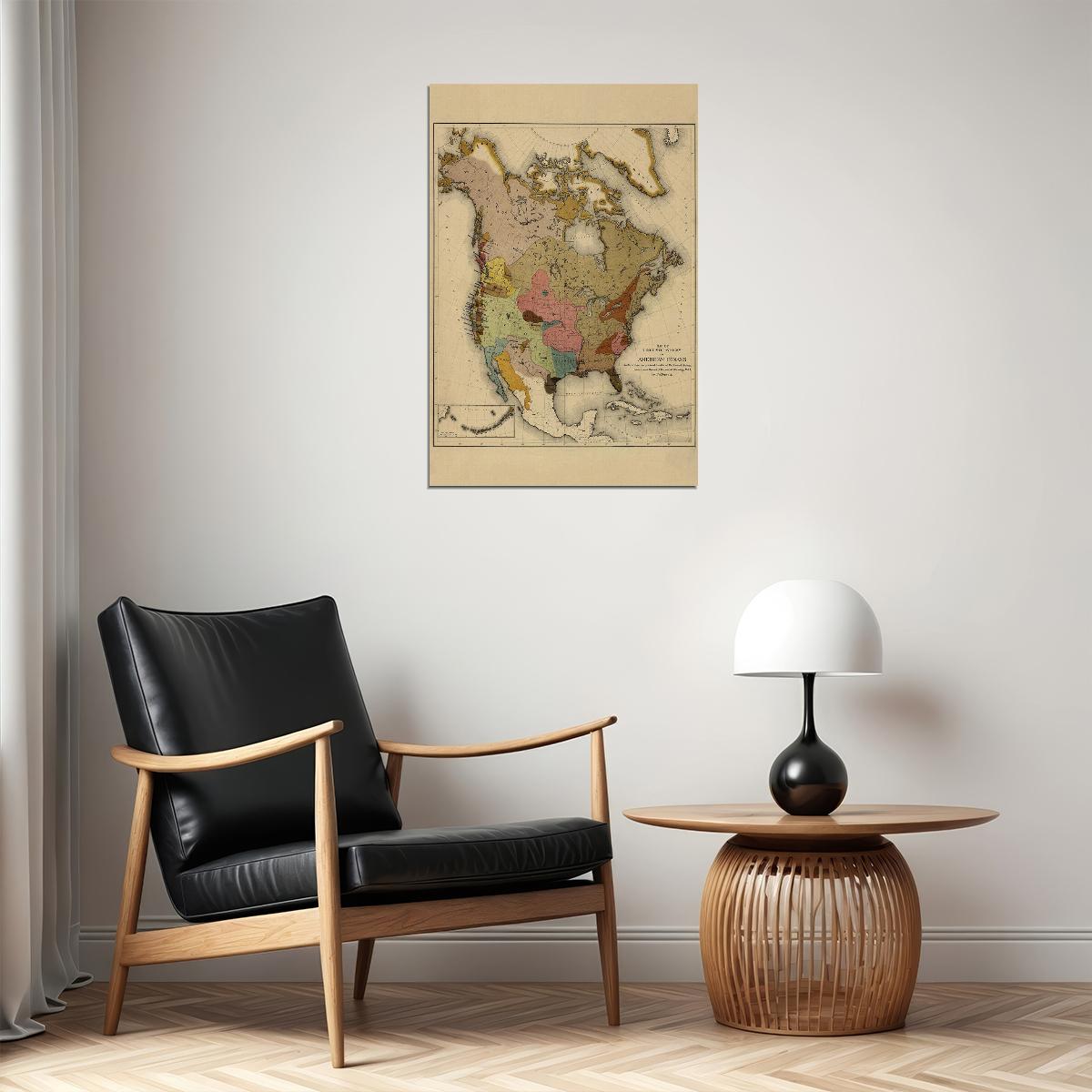 Native American Tribes Map Poster Wall Art Print Home Wall Decor