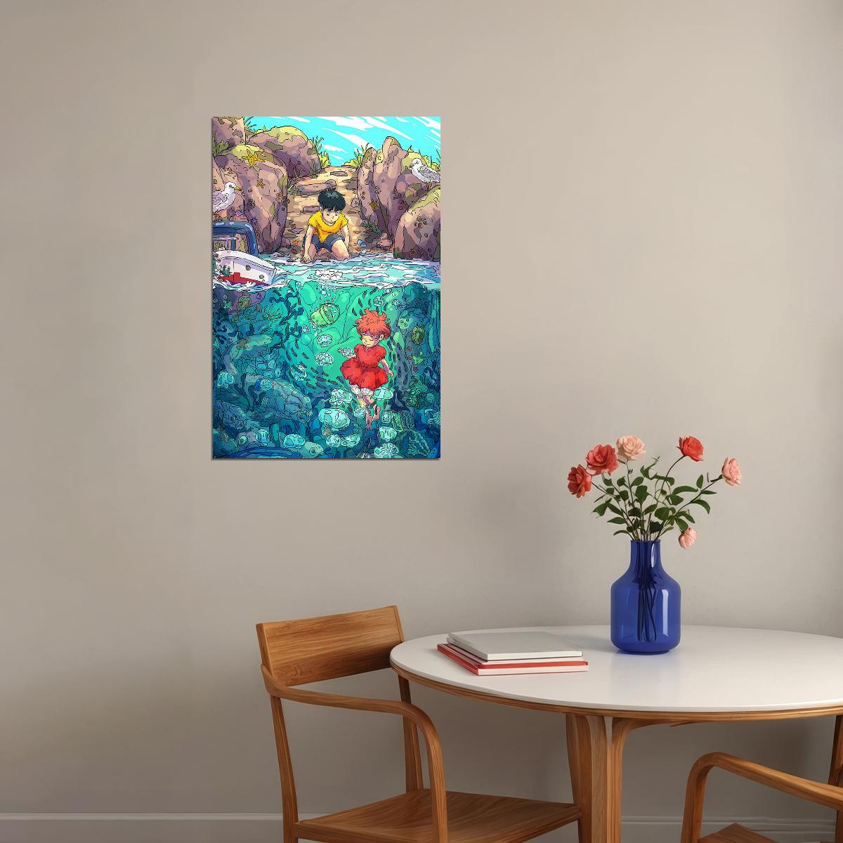 Ponyo Animated Anime Movie Animated Room Poster Wall Art Print Home Wall Decor