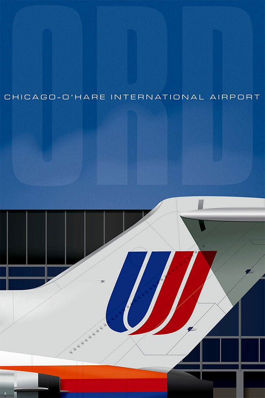 United Airlines Chicago Vintage Poster Wall Art Print Home Wall Decor