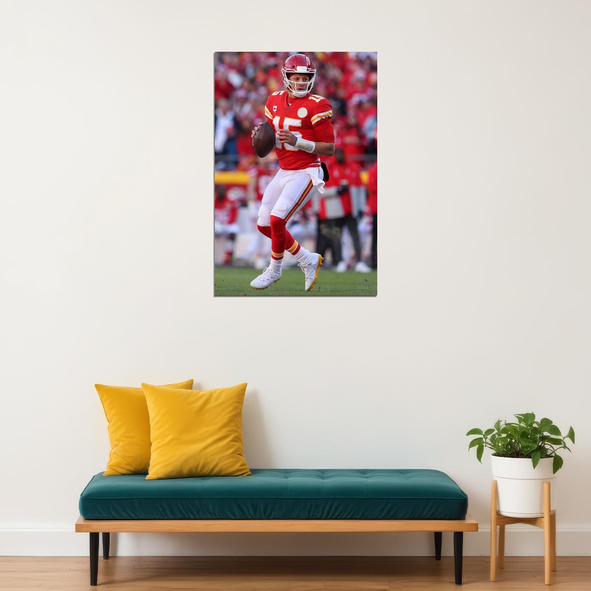 Kansas City Chiefs Patrick Mahomes 15 American Quarterback Poster Wall Art Print Home Wall Decor