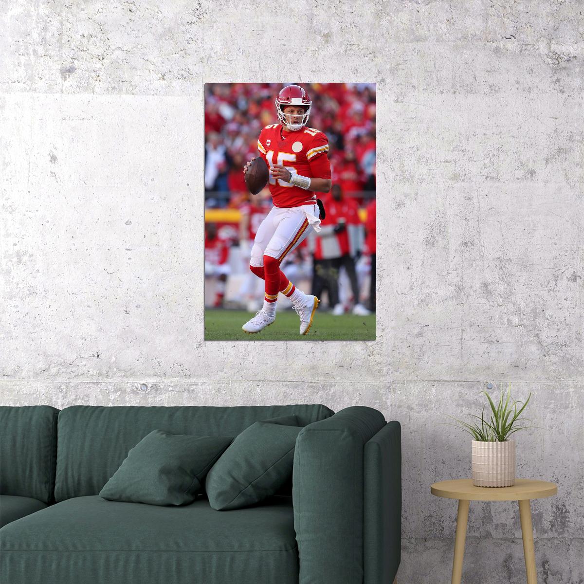 Kansas City Chiefs Patrick Mahomes 15 American Quarterback Poster Wall Art Print Home Wall Decor