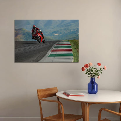 Ducati Racing Motorcycle Speed Race Track Poster Wall Art Print Home Wall Decor