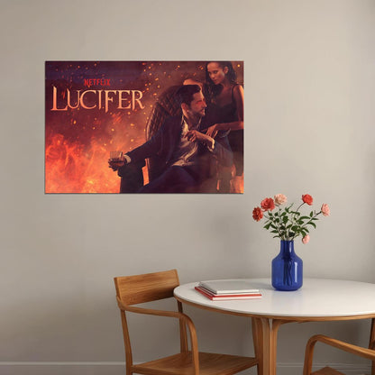 Lucifer Tom Ellis Fallen Angel Usa Tv Series Poster Wall Art Print Home Wall Decor