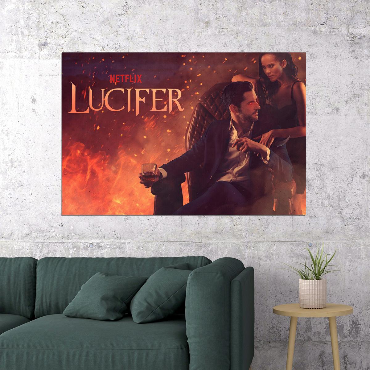 Lucifer Tom Ellis Fallen Angel Usa Tv Series Poster Wall Art Print Home Wall Decor