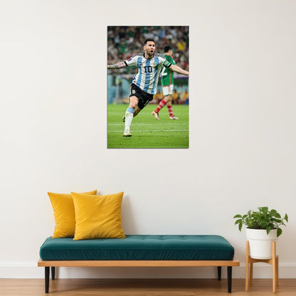 Lionel Messi Goal Celebration Argentina Sport Poster Wall Art Print Home Wall Decor