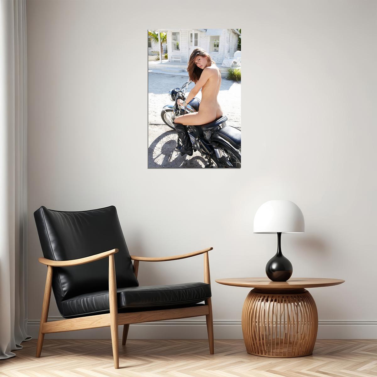 Girls Motorcycle Moto Biker Sexy Girl Model Poster Wall Art Print Home Wall Decor