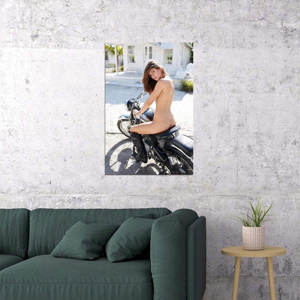 Girls Motorcycle Moto Biker Sexy Girl Model Poster Wall Art Print Home Wall Decor