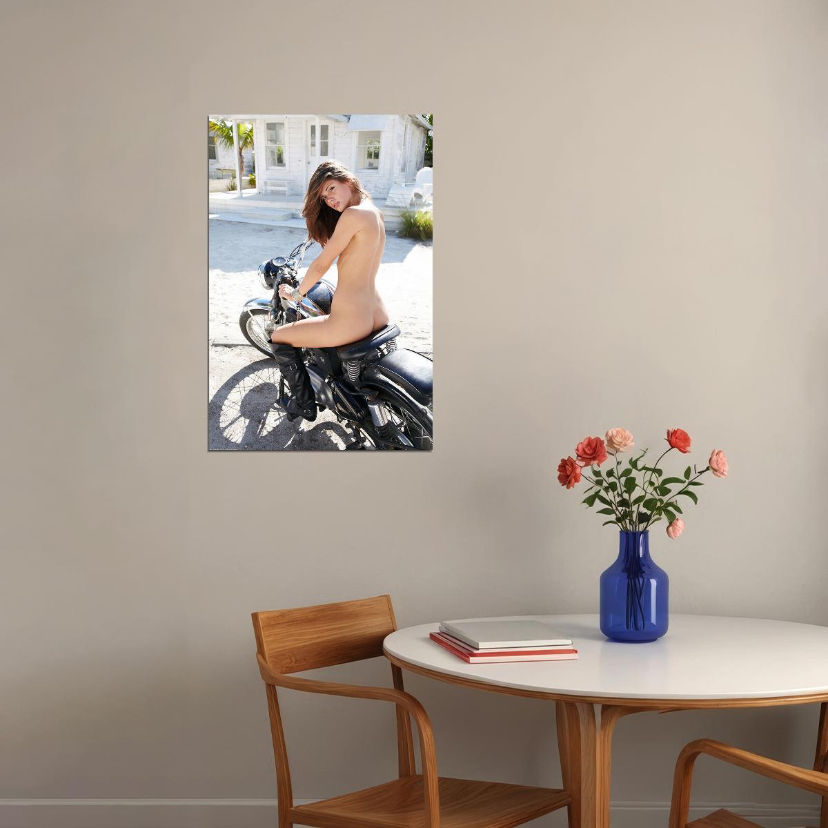 Girls Motorcycle Moto Biker Sexy Girl Model Poster Wall Art Print Home Wall Decor