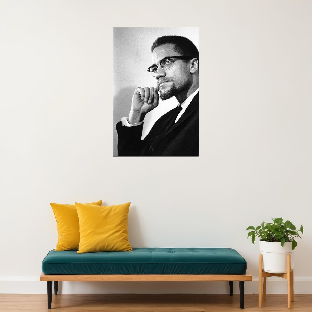 Portrait Of Malcolm X Representative Poster Wall Art Print Home Wall Decor