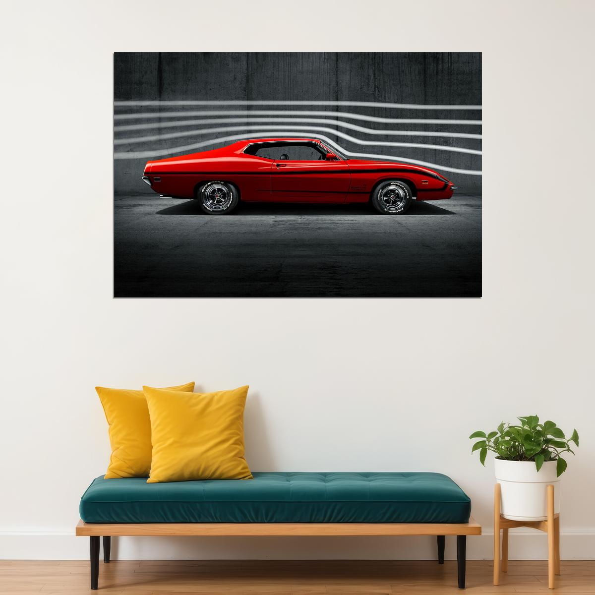 1970 Ford Torino King Cobra Sporty Car Poster Wall Art Print Home Wall Decor