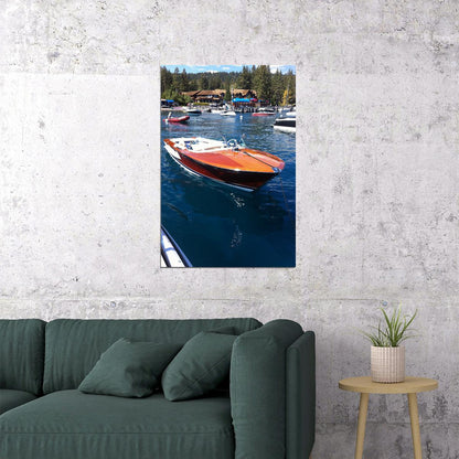 Boats At Lake Tahoe Watercraft Poster Wall Art Print Home Wall Decor