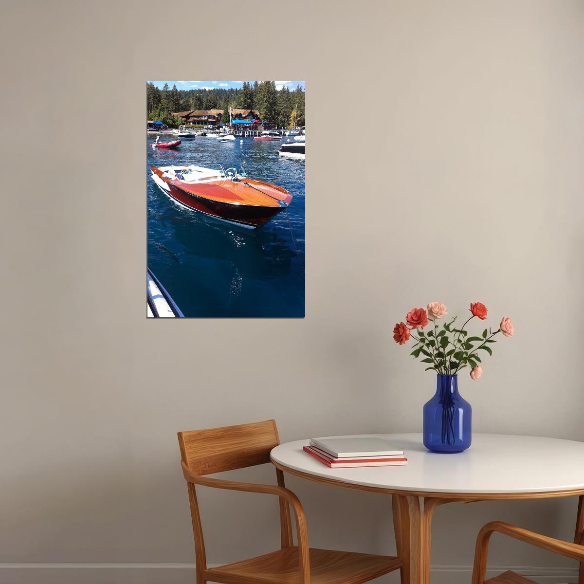 Boats At Lake Tahoe Watercraft Poster Wall Art Print Home Wall Decor