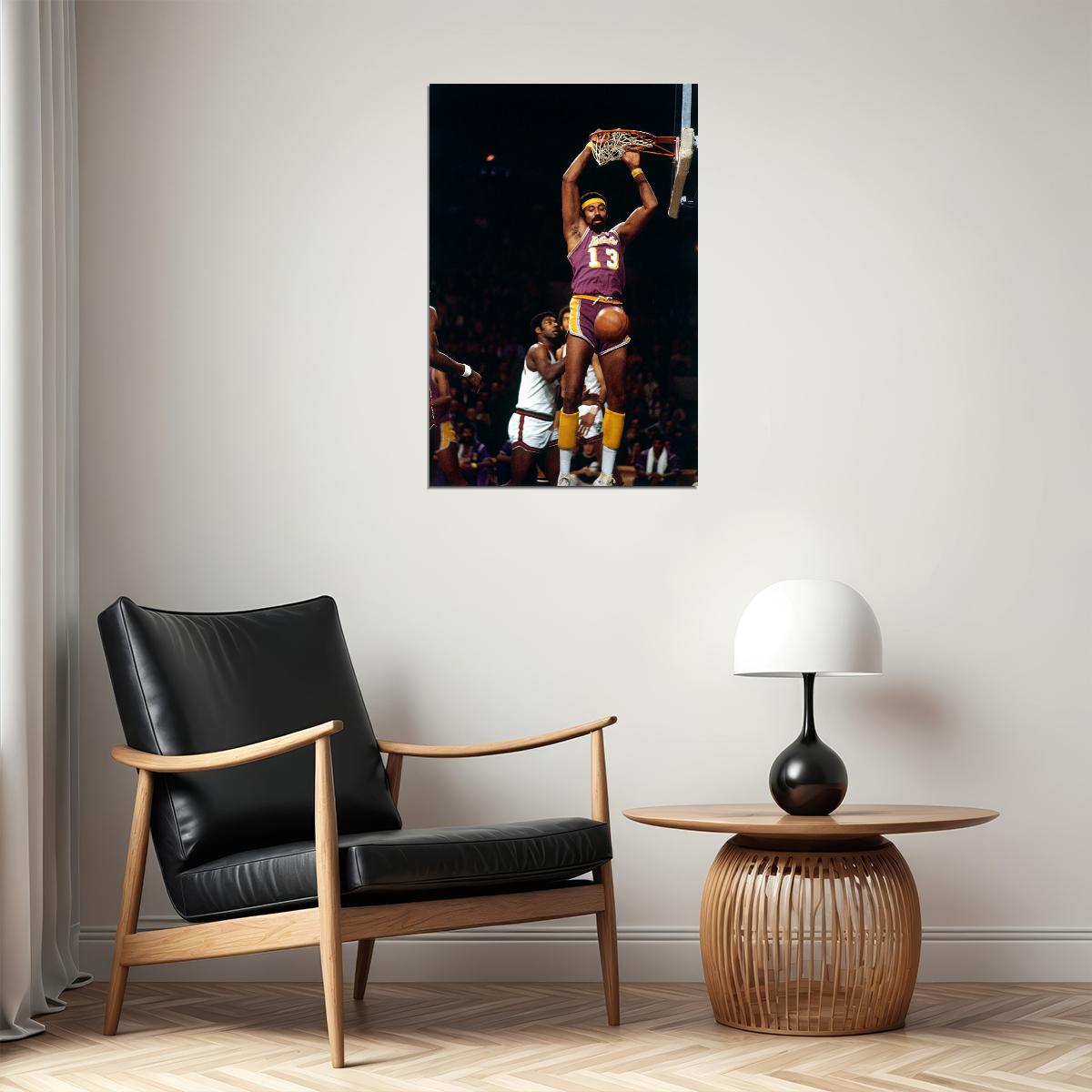 Wilt Chamberlain Playing Basketball Poster Wall Art Print Home Wall Decor