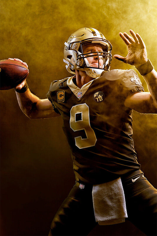 Drew Brees In The Pocket New Orleans Saints Sport Poster Wall Art Print Home Wall Decor