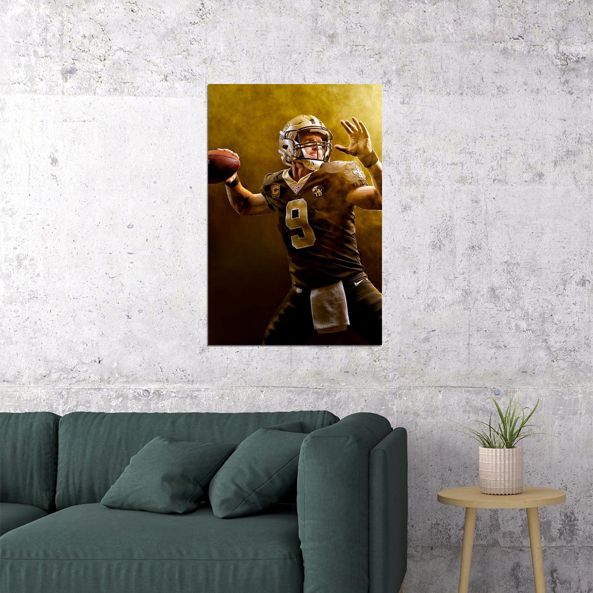 Drew Brees In The Pocket New Orleans Saints Sport Poster Wall Art Print Home Wall Decor