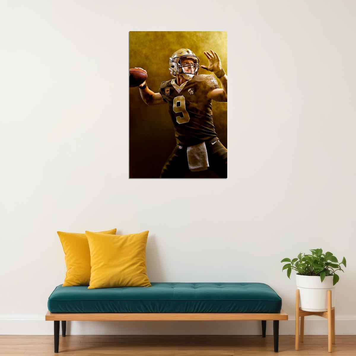 Drew Brees In The Pocket New Orleans Saints Sport Poster Wall Art Print Home Wall Decor