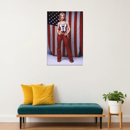 Britney Spears Pop Singer American Flag Poster Wall Art Print Home Wall Decor