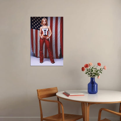 Britney Spears Pop Singer American Flag Poster Wall Art Print Home Wall Decor