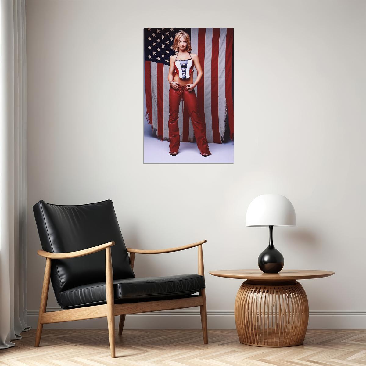 Britney Spears Pop Singer American Flag Poster Wall Art Print Home Wall Decor