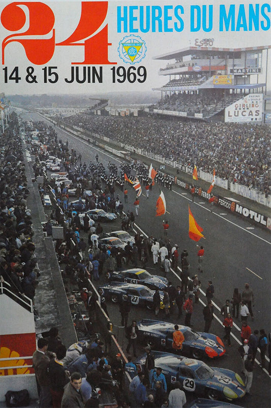 24 Heures Le Mans 1969 Vintage Racing Travel Auto Race Poster Wall Art Print Home Wall Decor