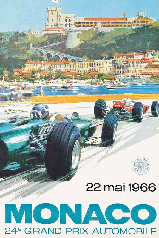 Monaco Auto Race 1966 Vintage Style Grand Prix Racing Car Poster Wall Art Print Home Wall Decor