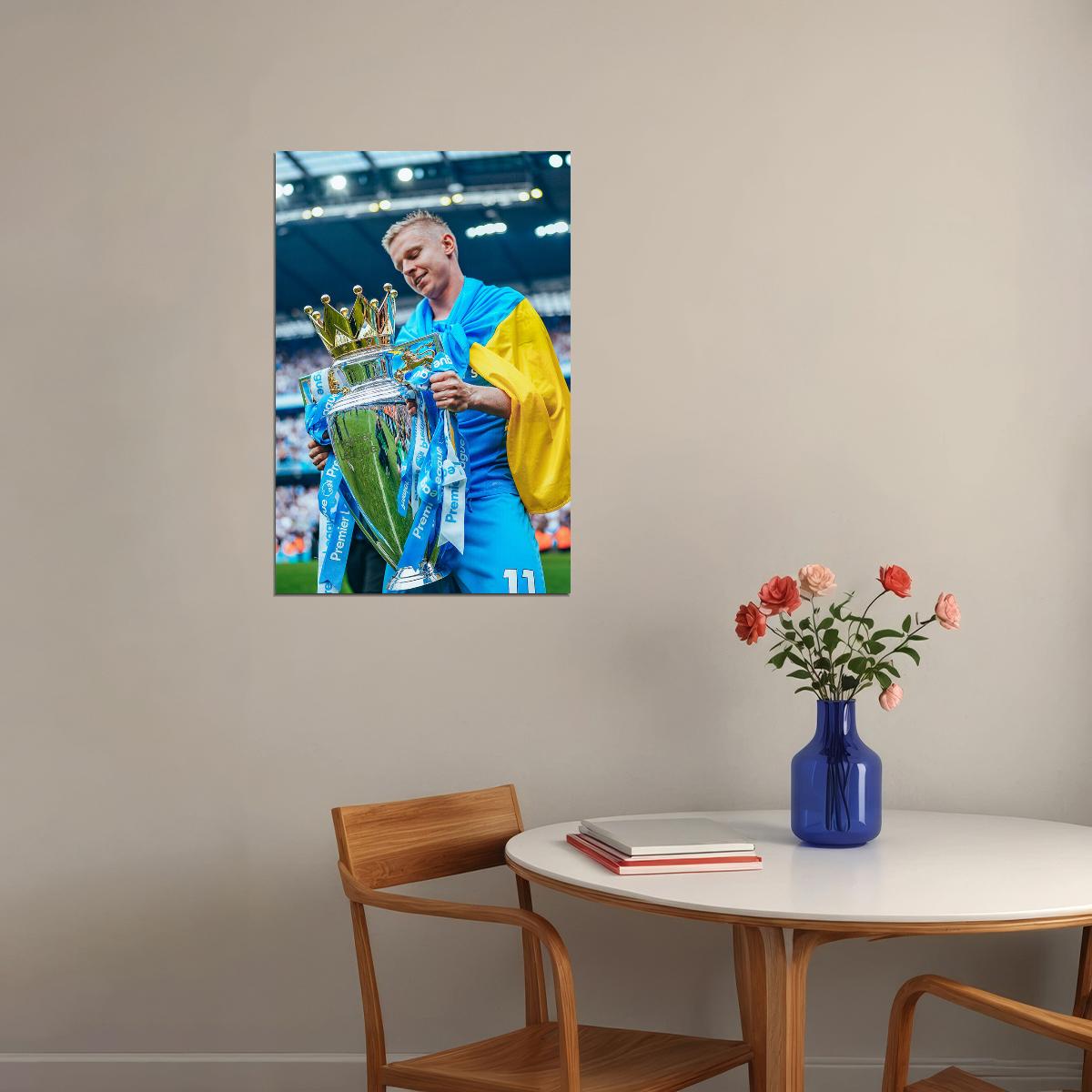 Oleksandr Zinchenko Manchester League Champions 2021/22 Poster Wall Art Print Home Wall Decor